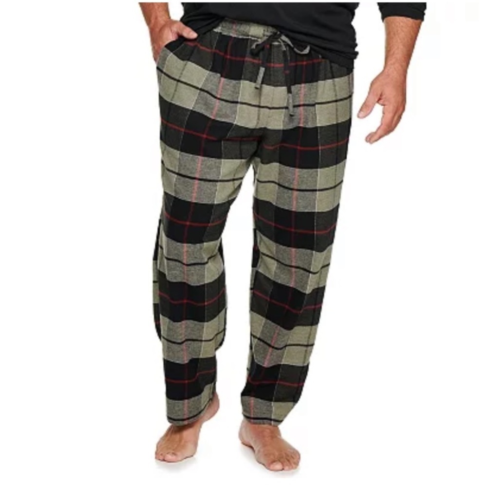 Big & Tall Sonoma Olive Plaid Flannel Pajama Pants